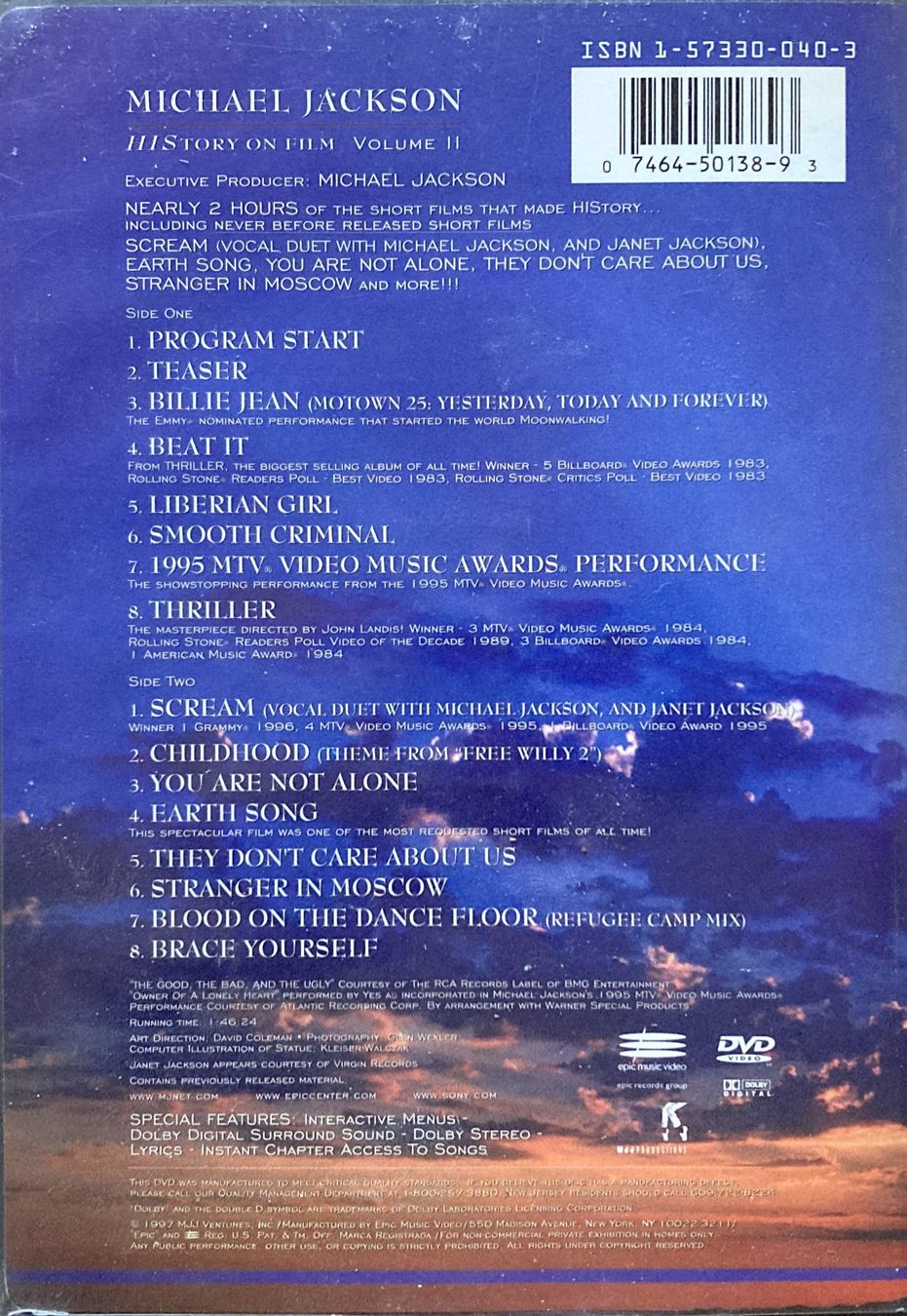 Tutti i DVDs: MICHAEL JACKSON - HISTORY ON FILM VOLUME II – Usato da Bottens venduto da hotter-than-hell 1