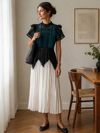Kleid spitze smaragdgrün schwarz weiss Grösse S neuwertig