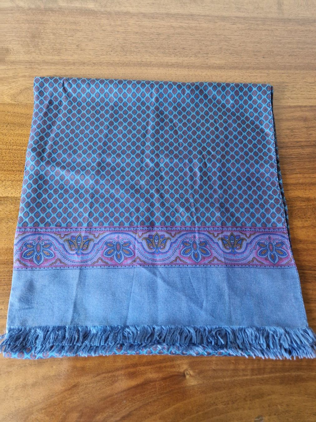 Schals: Seidenschal blau gemustert mit Fransen – Gebraucht aus Bern von Antikbatik 7