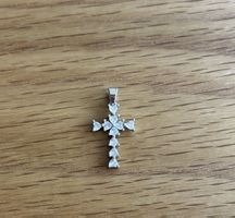 Kreuz Anhänger Silber 925 Zirkonia Herzform