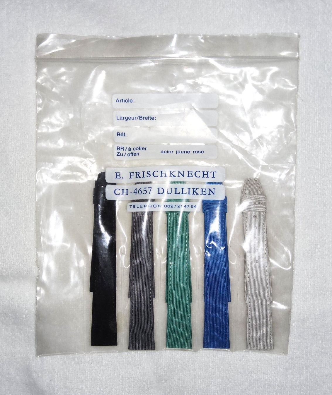 Orologi: 5 seltene Muster-Uhrenarmbänder 'E. FRISCHKNECHT - Dulliken' – Nuovo (secondo la descrizione) da Thalwil venduto da freespirit-kev