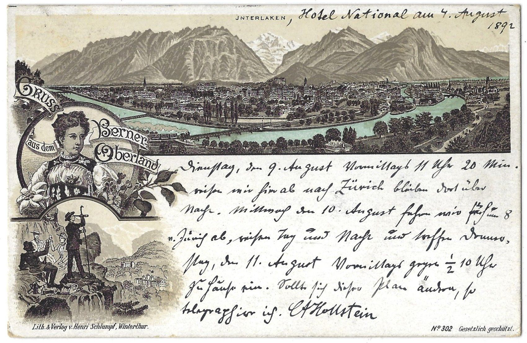 Cartoline postali: GRUSS   aus  dem   Berner  Oberland – Usato da Bütschwil venduto da Jackson1A