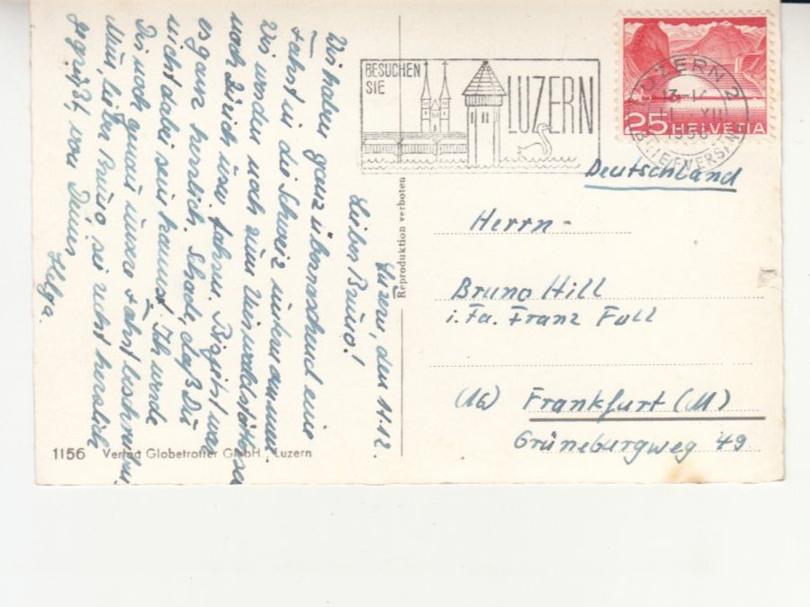 Cartoline postali: Luzern 1956 – Usato da Bürglen TG venduto da StampGraf 1
