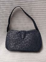 Straussenleder Handtasche Vintage blau