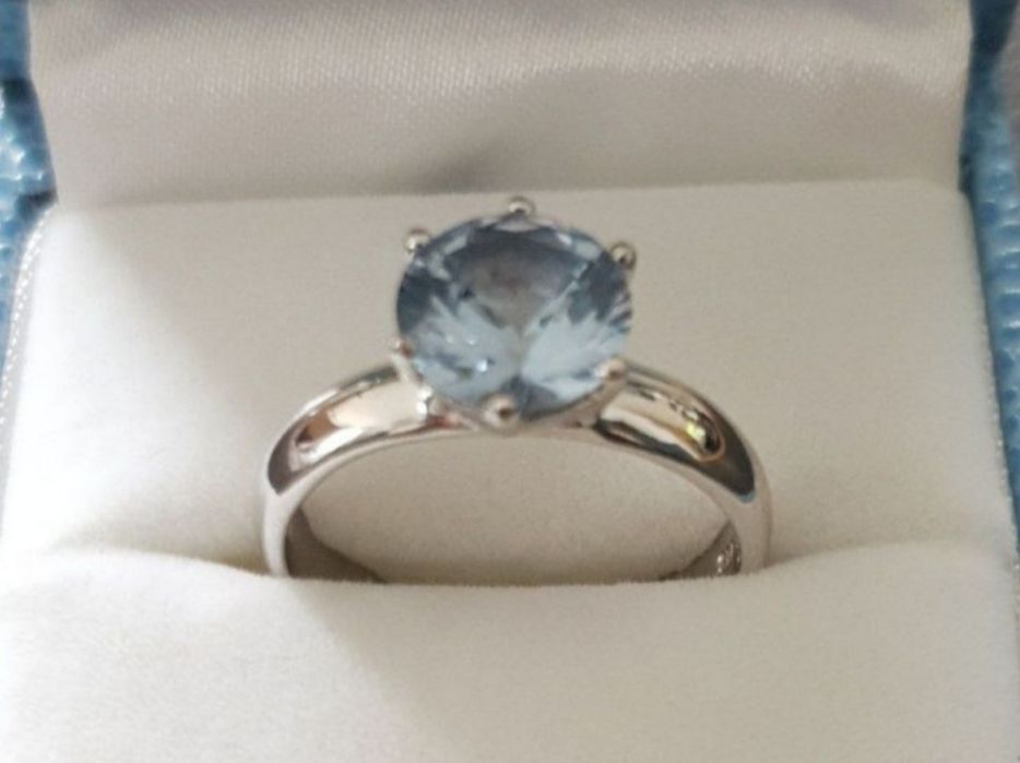Anelli: Silber Ring 925 mit Aquamarin-Zirkonia - Neu – Nuovo e nell'imballaggio originale da Uetikon am See venduto da Coralreef 1