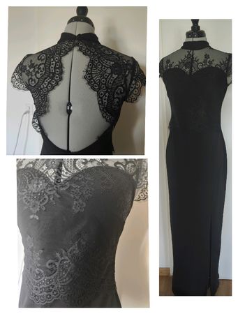 Abendkleid schwarz gr. M mit Spitze und Seitenschlitz
