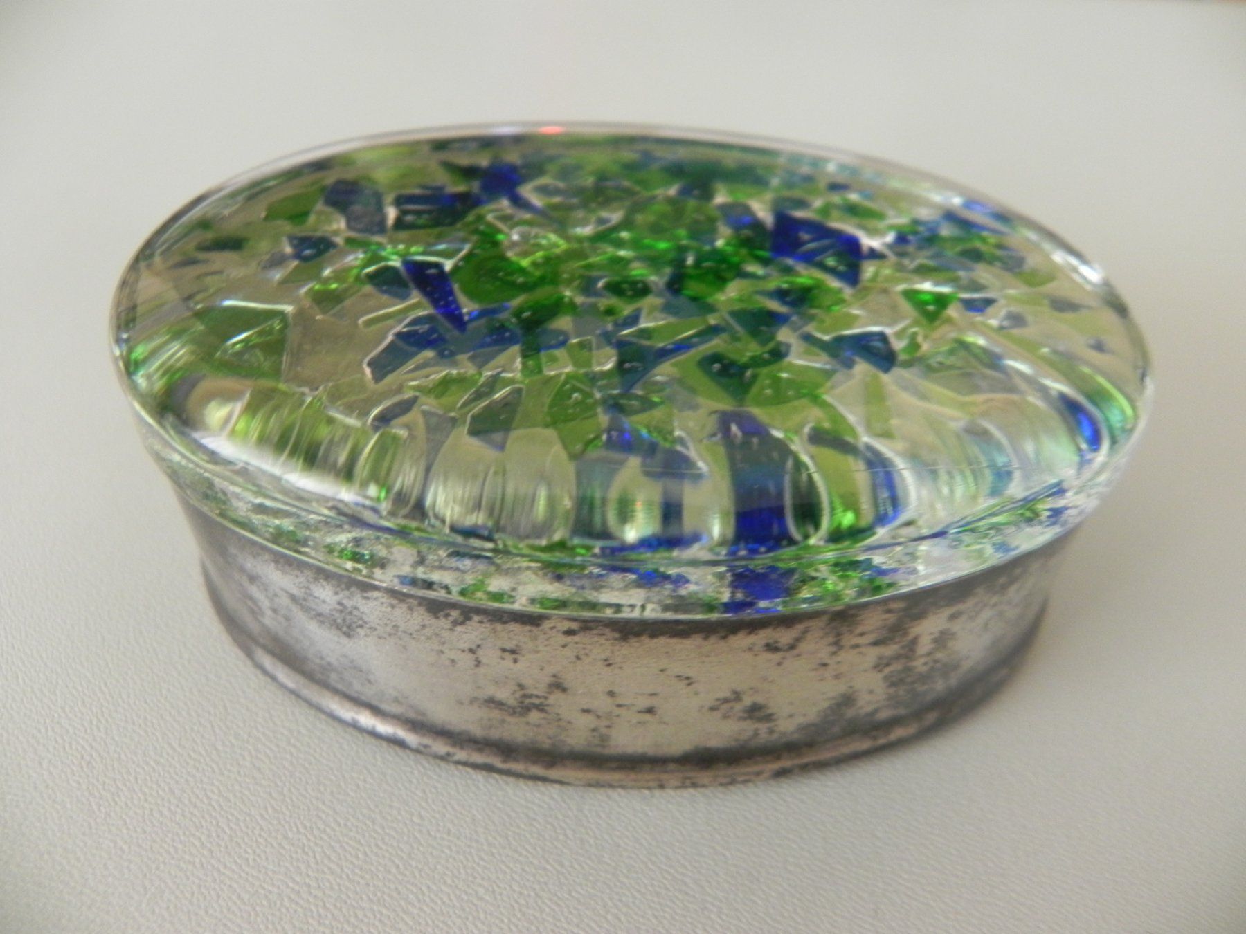 Altro in Decorazioni & Accessori: Versilberte schwer Dose mit Glasdeckel – Usato da Minusio venduto da Lory64