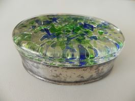 Versilberte schwer Dose mit Glasdeckel