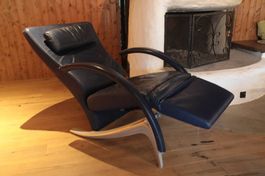Liege, Relexstuhl, Leder dunkelblau, von Rolf Benz