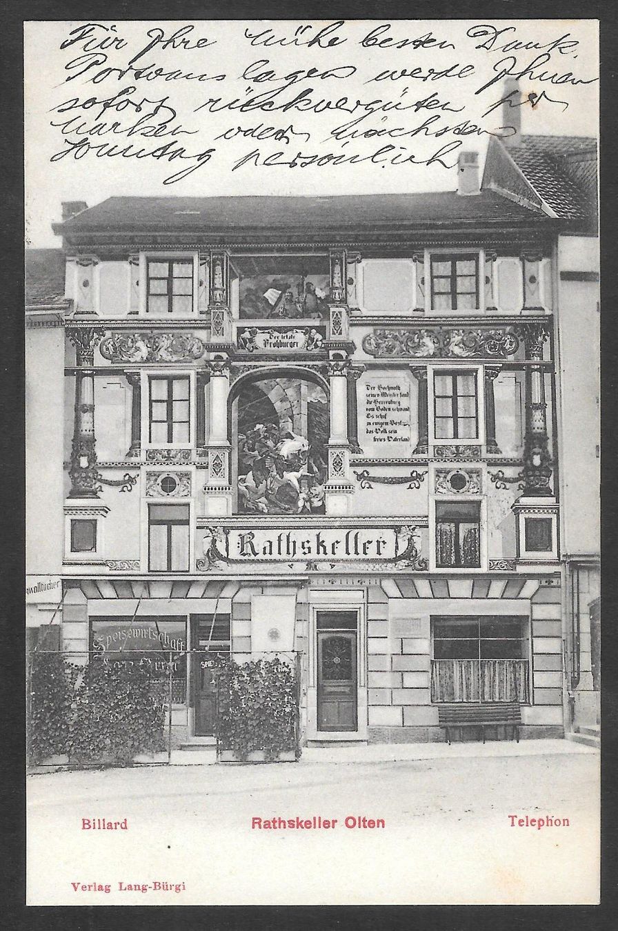 Cartoline postali: Olten Rathskeller – Usato da Olten venduto da clotaldi