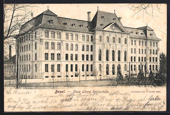 Cartoline postali: AK Basel, Neue Obere Realschule, 1907 – Usato da Berlin venduto da bartko-reher