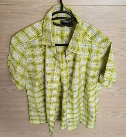 Wanderbluse weiss-grün-schwarz kariert – Grösse 40