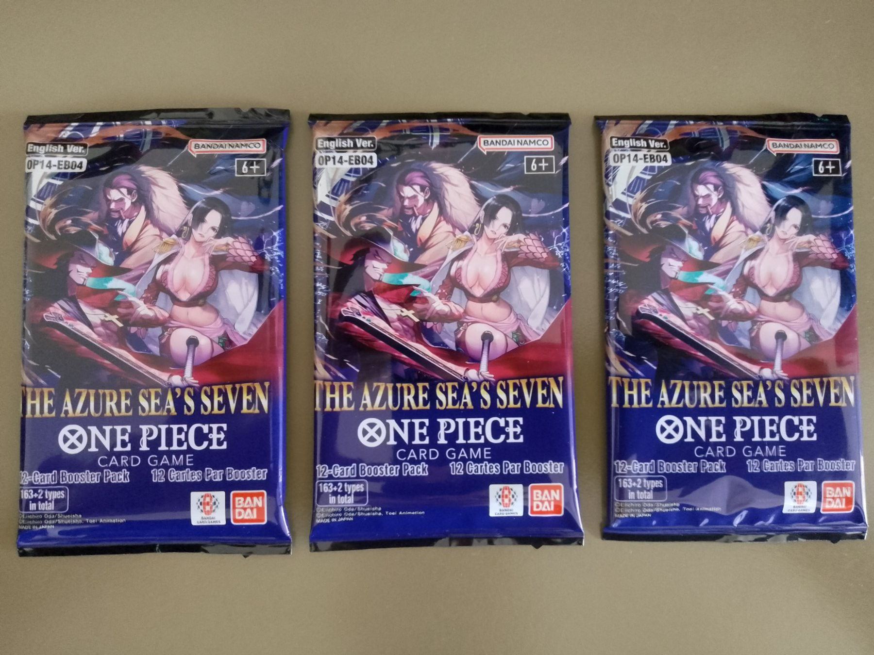 Bandai Carte collezionabili: One Piece 3x Booster Pack OP14-EB04 Englisch – Nuovo e nell'imballaggio originale da Jona venduto da Stack