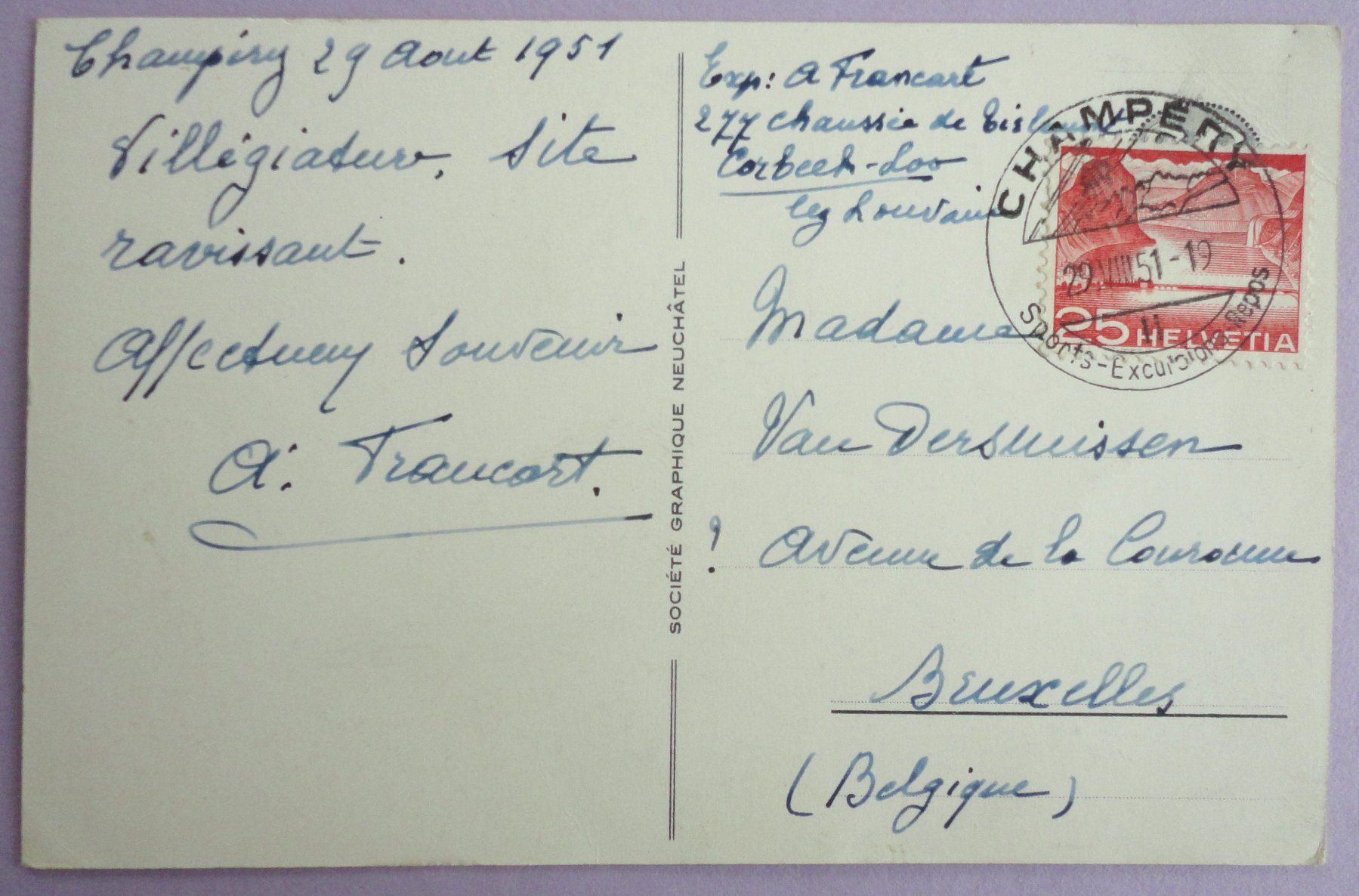 Cartoline postali: Champéry (1052 m) – Usato da Fétigny venduto da Billy2miny 1