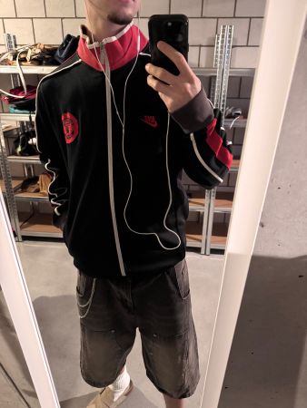 vintage nike manchester united trackjacket black/red