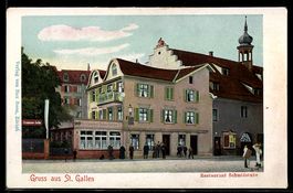AK St. Gallen, Restaurant Schmidstube mit Passanten