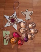 Weihnachtsdeko Holz-Engel Glasstern Set  + 10 Glastropfen