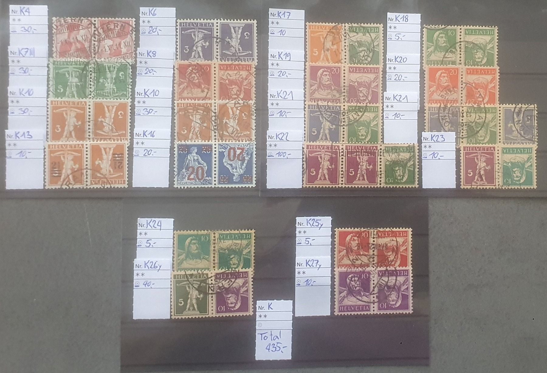 Tutti i francobolli: Lot Kehrdrücke Kat. 435.- – Usato da Balgach venduto da SIMEON27