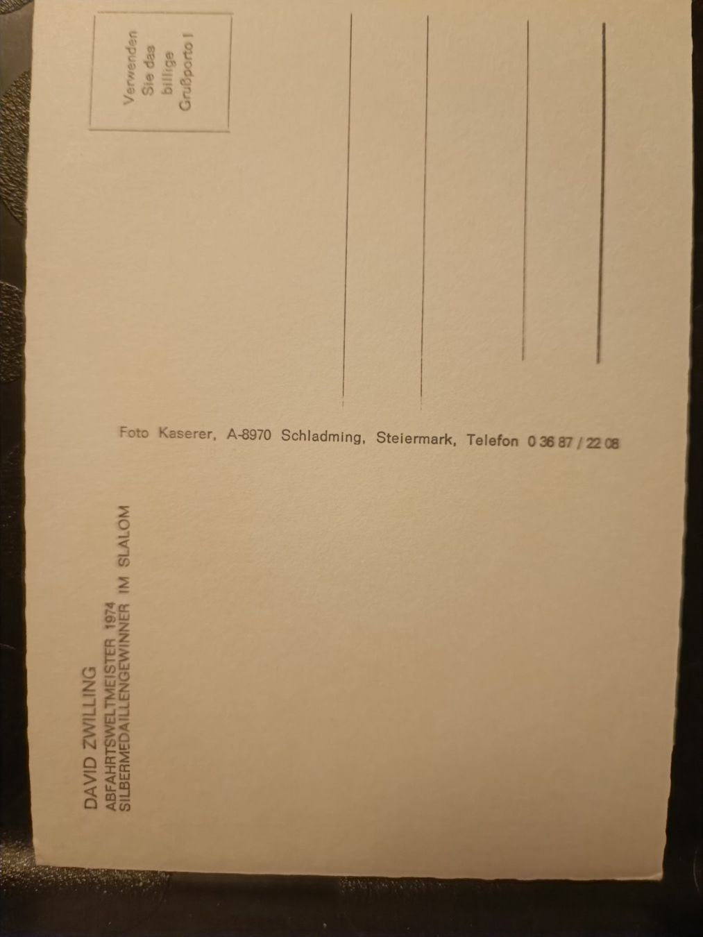 Autogramme: David Zwilling - Handsignierte Alte Karte – Gebraucht aus Menziken von Artographs 1