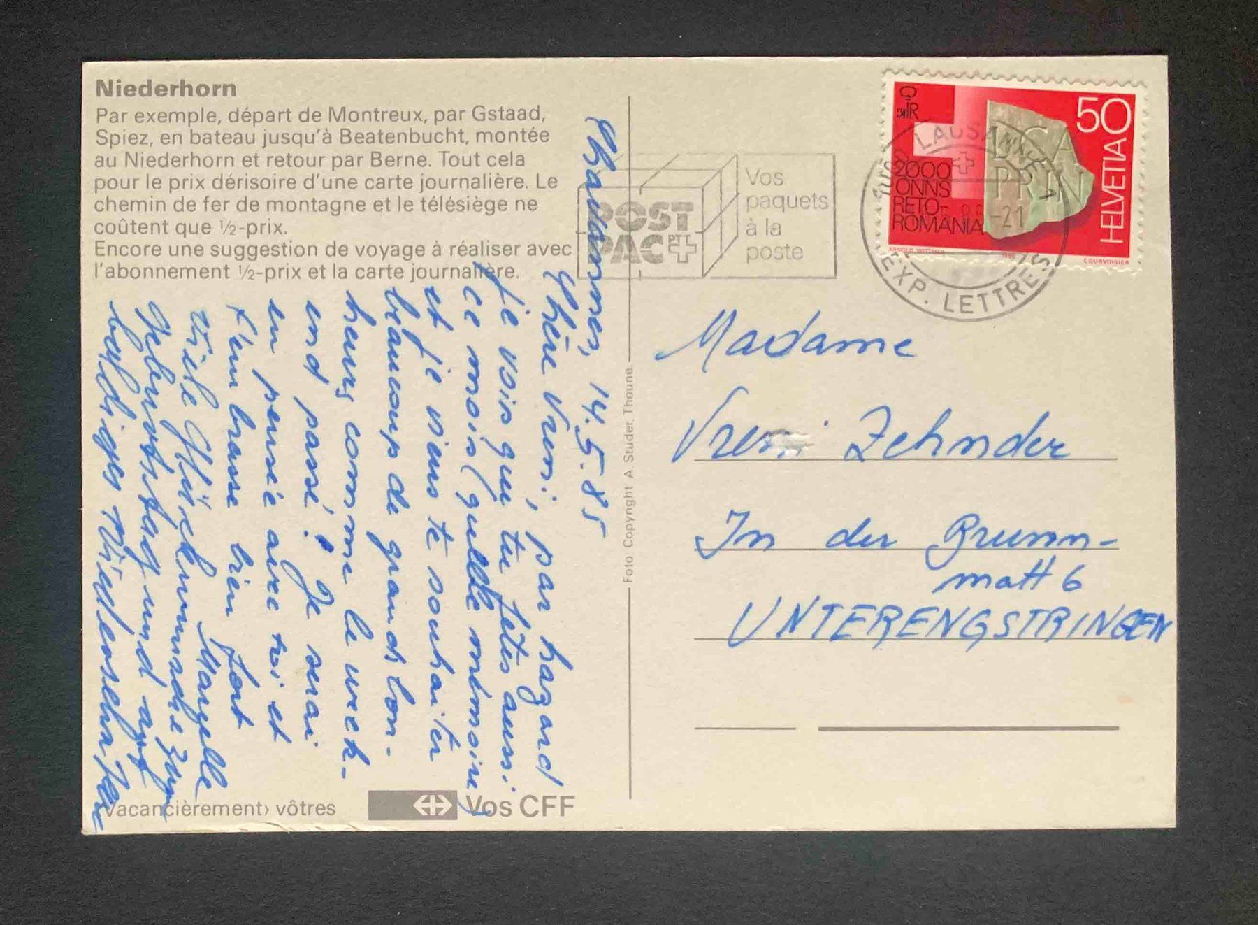 Cartoline postali: AK Niederhorn SBB Karte – Usato da Goldau venduto da artelier1 1