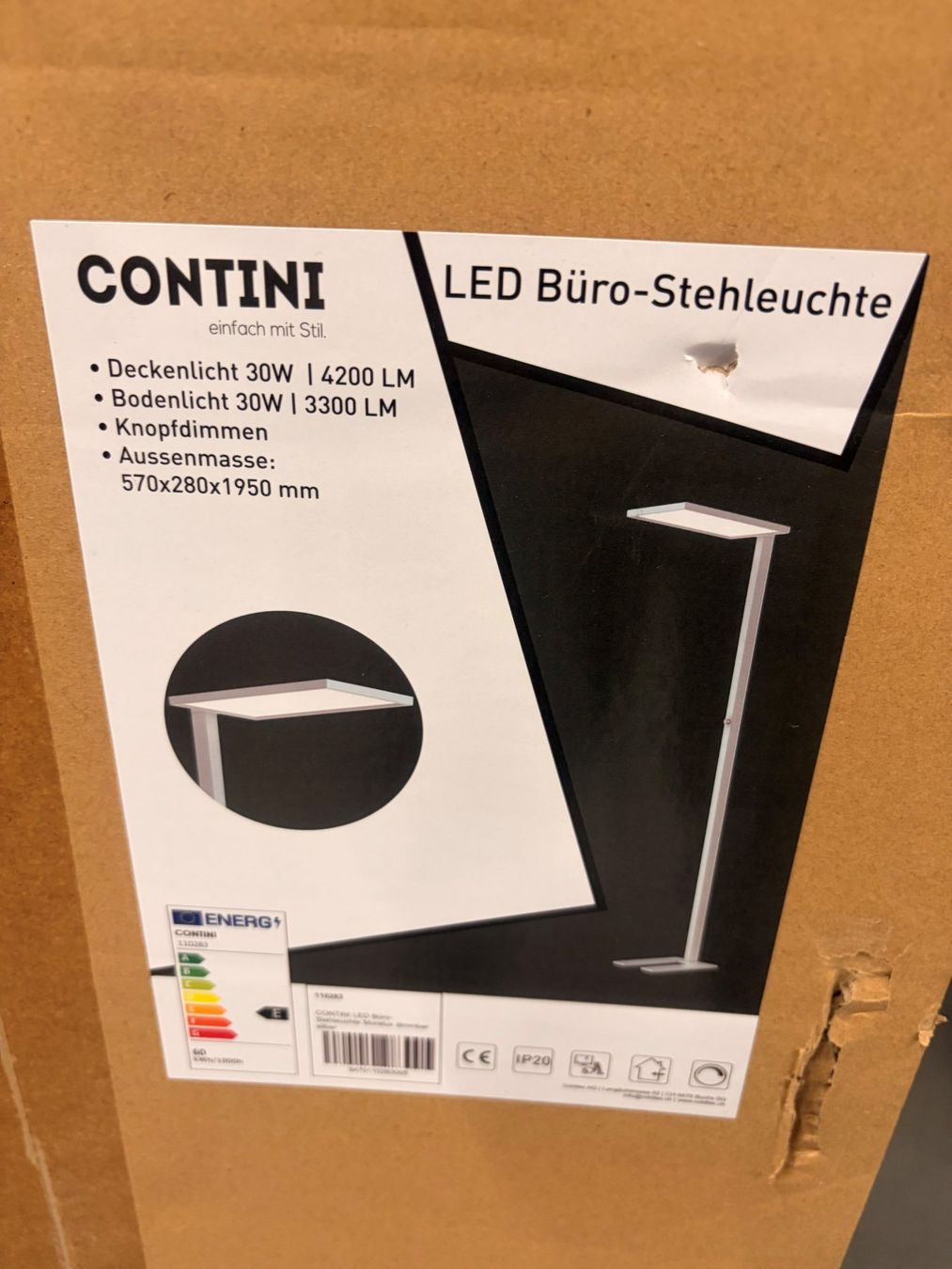 Lampade: occ. CONTINI LED Büro-Stehleuchte Morelux dimmbar silber – Nuovo (secondo la descrizione) da Buchs SG venduto da Frankenspalter_Buchs