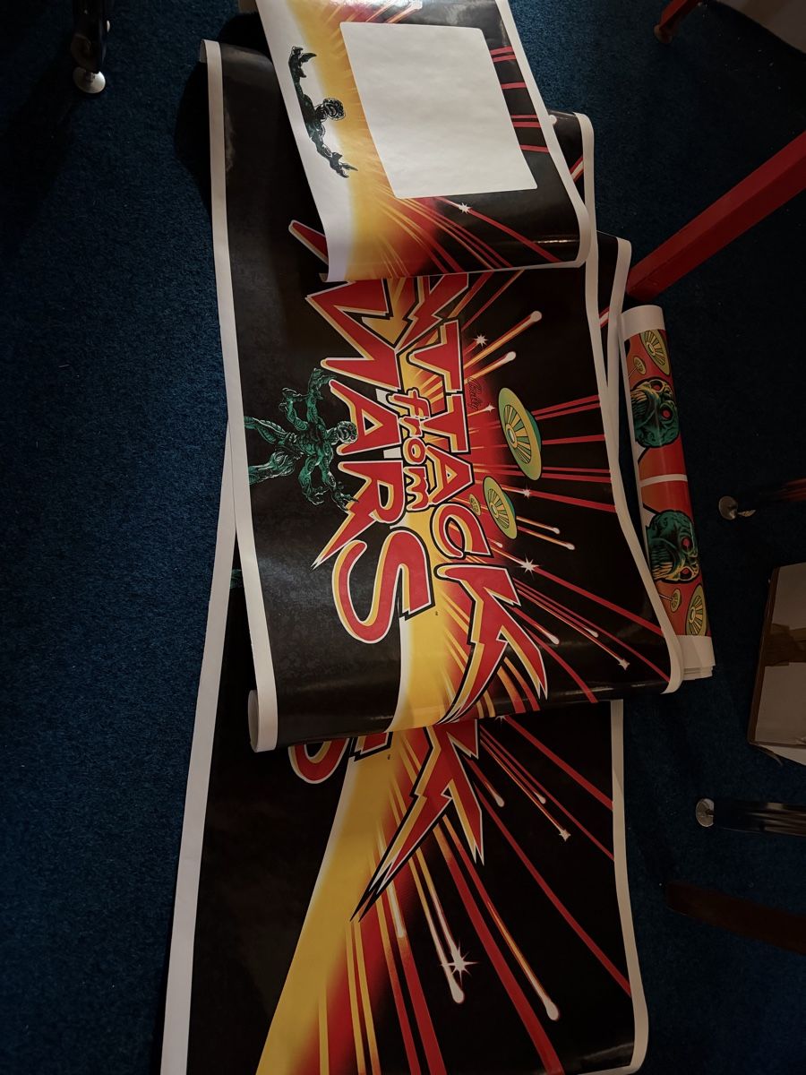 Flipper: Attack from Mars cabinet decals including head – Nuovo (secondo la descrizione) da Rothenburg venduto da churchst 1