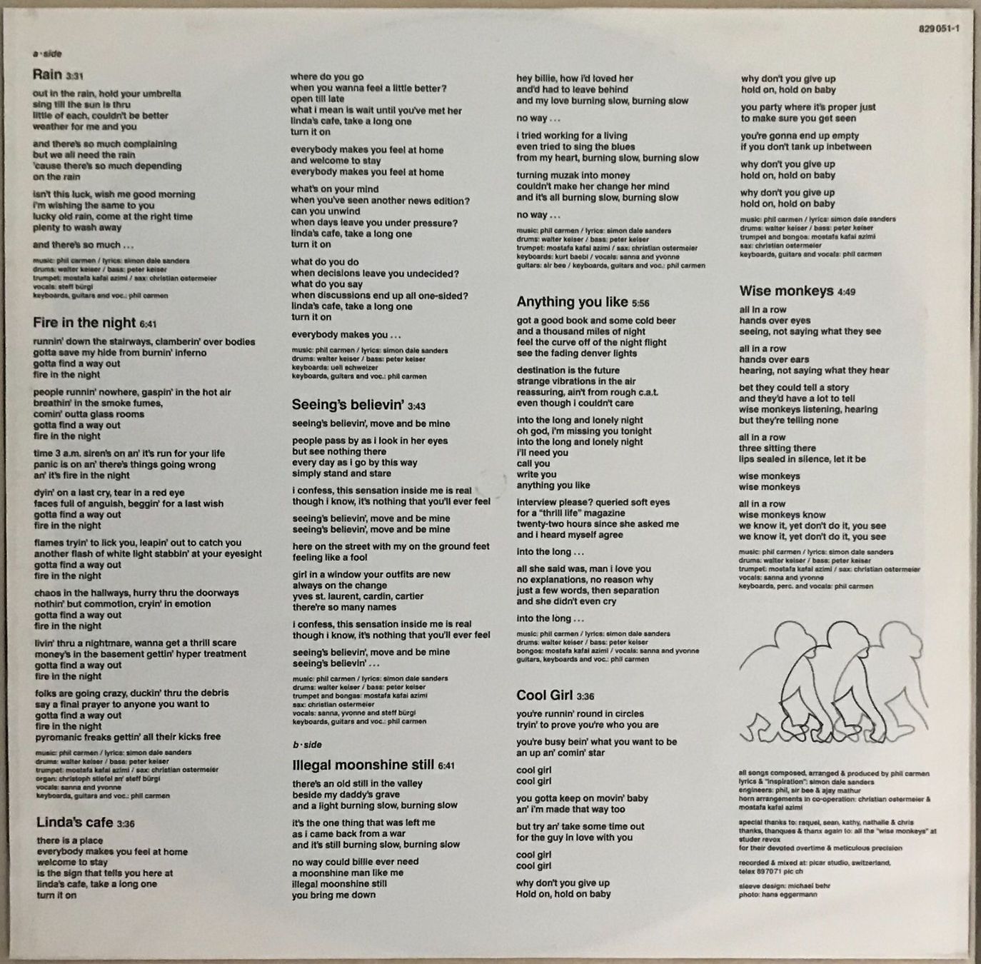 Vinyles: PHIL CARMEN - WISE MONKEYS - 33 Tours – D'occasion à Bussigny par vinyl-pas-cher 4