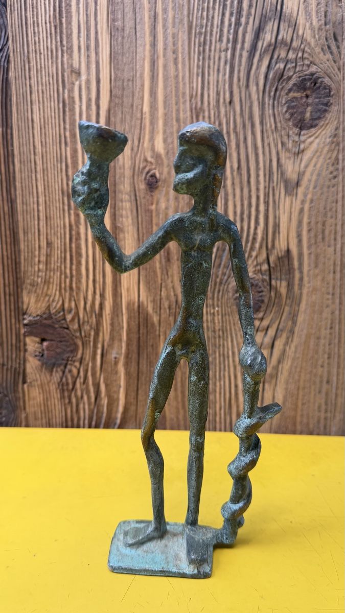 Statuette: Asklepios Gott der Heilkunde Bronze Figur Schlange  – Usato da Riedholz venduto da Frettchen63