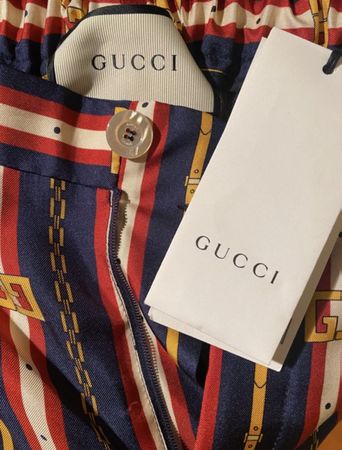 Authentic Gucci Striped Silk Trousers, Size 38, New!