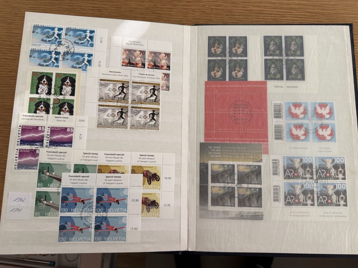 Alle Briefmarken: Album mit 4er Blöcken Schweiz – Gebraucht aus Murgenthal von Tina_4055 4