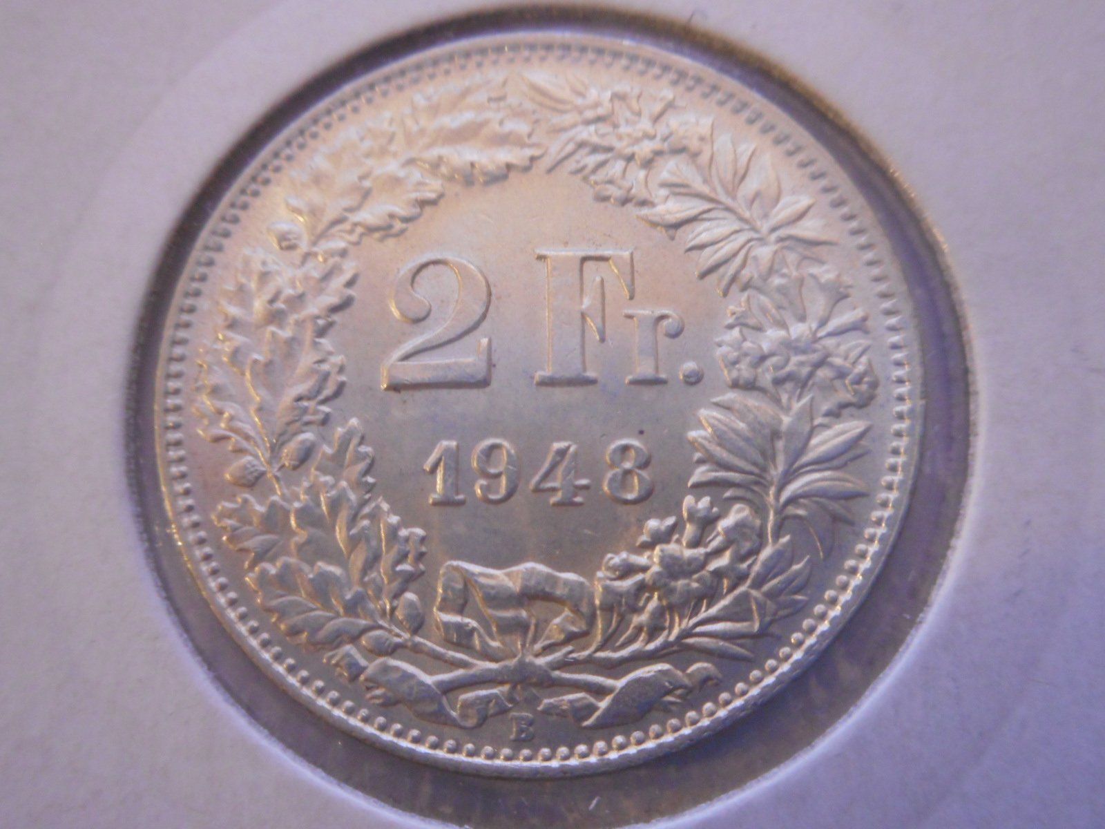 Toutes les monnaies: 2 Fr. 1948 silber  unz/stgl – Neuf (Voir description) à Kriegstetten par pizlad2010