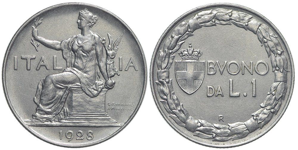 Tutti le monete: Italien, 1 Lira 1928 – Usato da Chiasso venduto da Novamarketing