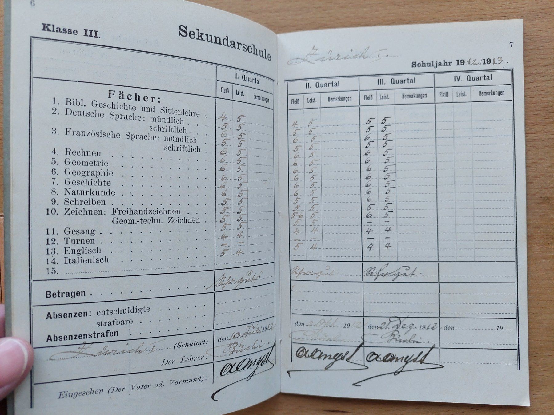 Documenti: Antikes Schulzeugnis Sekundarschule 1897 – Usato da Obfelden venduto da Foto_Bild_Kunst_Buch 5