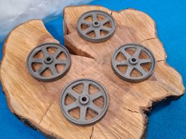 4 antike Spielzeug Räder, 7cm, Gusseisen (LOT3116#AEW0)