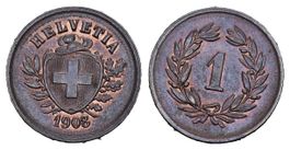 Schweiz 1908 1 Rappen Abart