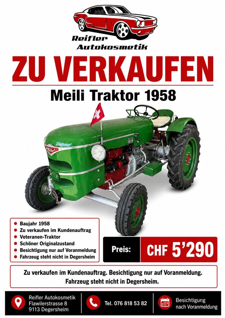 Meili Trattori: Meili Traktor 1958 – Usato da Degersheim venduto da ReiflerAutokosmetik