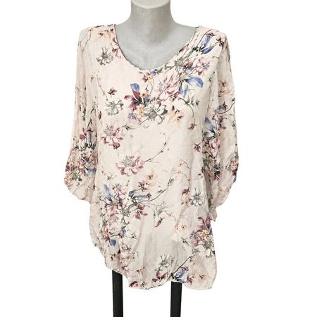 Seiden Bluse Made in Italy Blumenmuster M/L – Top