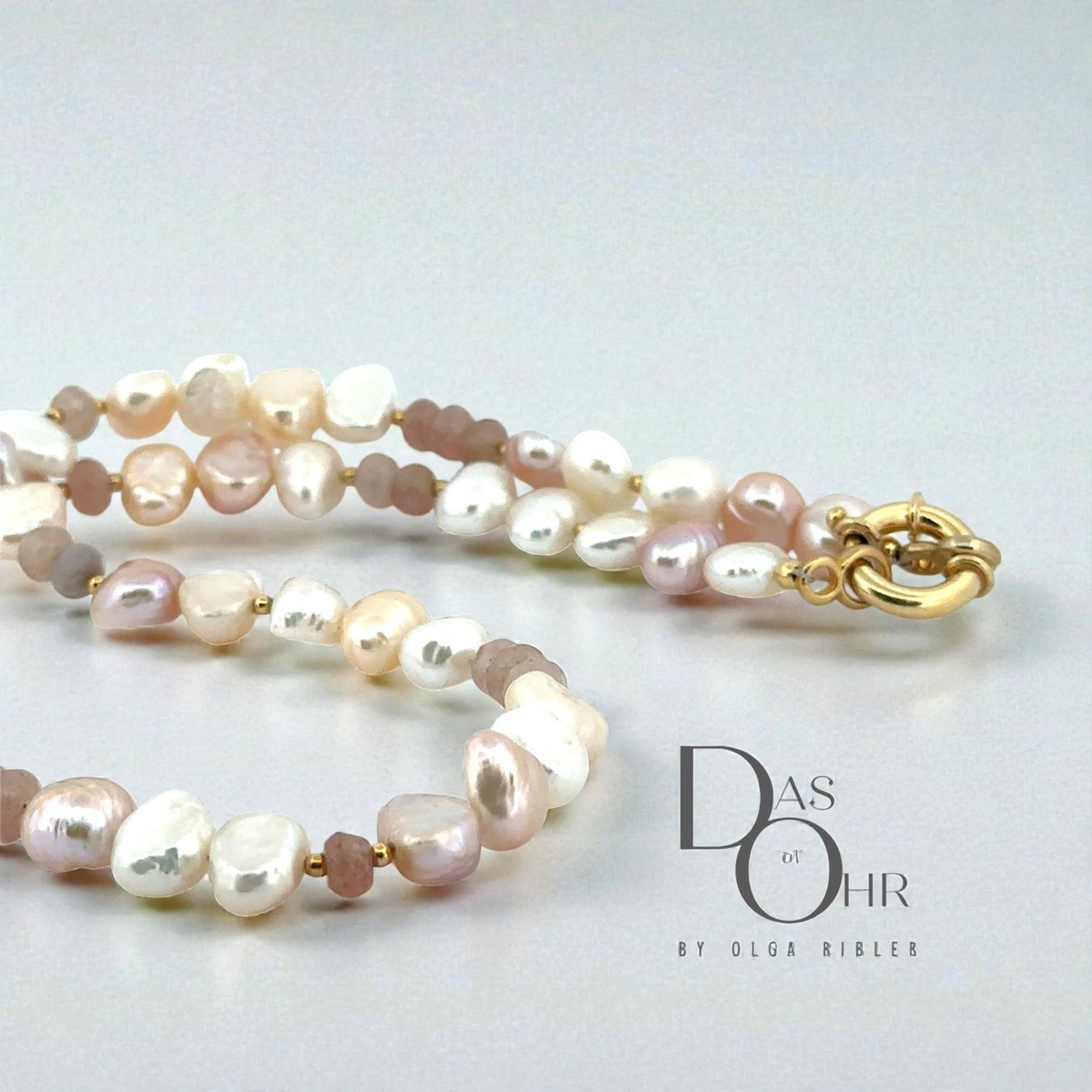 Olga Ribler Catenine: Perlen Kette 925 Silber gelbvergoldet – Nuovo (secondo la descrizione) da Luzern venduto da Schmuckoutlet 2