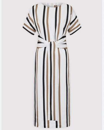 Striped HUGO BOSS Dress Ducona midi, Size 34, Tie Back Dress