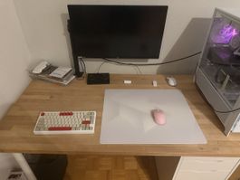 Bureau IKEA en hêtre massif + caisson – 155 × 75