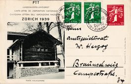 1939: Offiz. 20 Rp. GS-Landi-Brief + Zusatzfr., Sonderstpl.