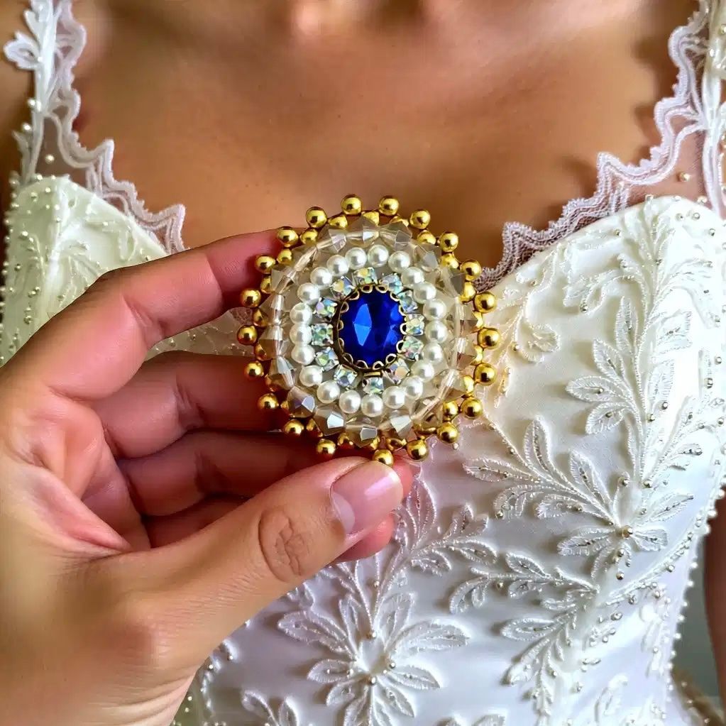 Spille & Fermagli: Luxuriös Blauer Saphir Royal Brosche - Handgemachte Brosche – Nuovo e nell'imballaggio originale da Vals venduto da ABA-Atelier 3