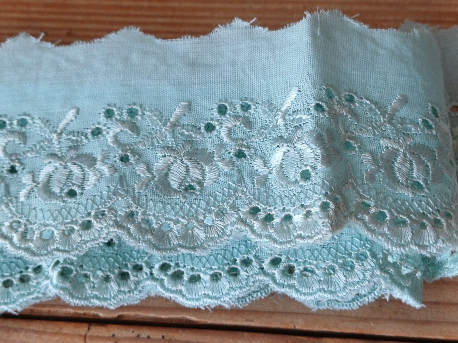 Nastri decorativi: Spitzenband Spitze Spitzenborte Baumwolle hellblau 167 cm – Usato da Elgg venduto da Flurinal 2