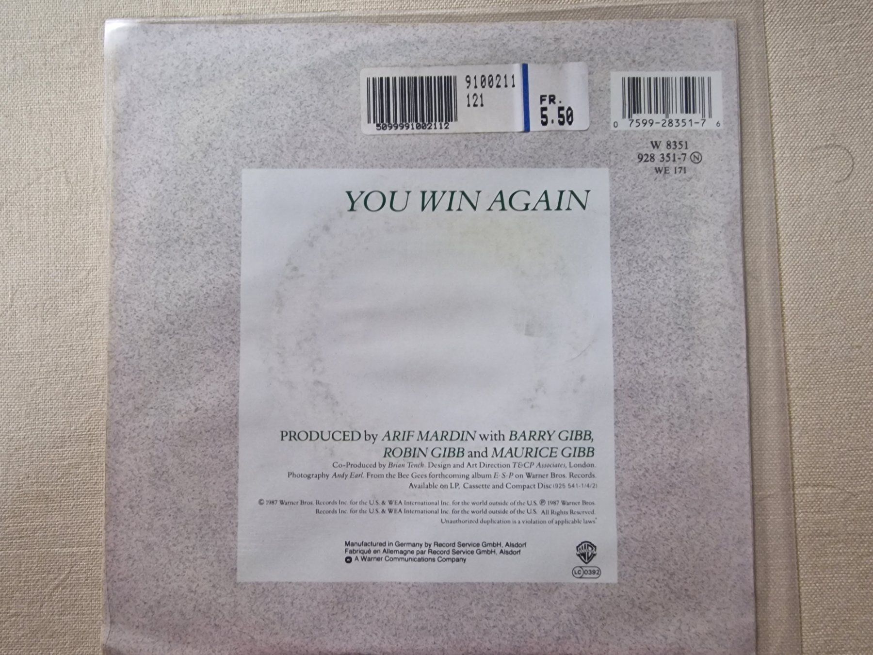 Dischi in vinile: Bee Gees Single – You Win Again – Usato da Root venduto da atelier22 1
