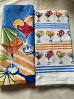 2 Colorful Summer Cocktail Design kitchen Towels, New! 🍹☀️