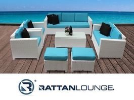 Möbel Set Rattan Garten Lounge in weiss