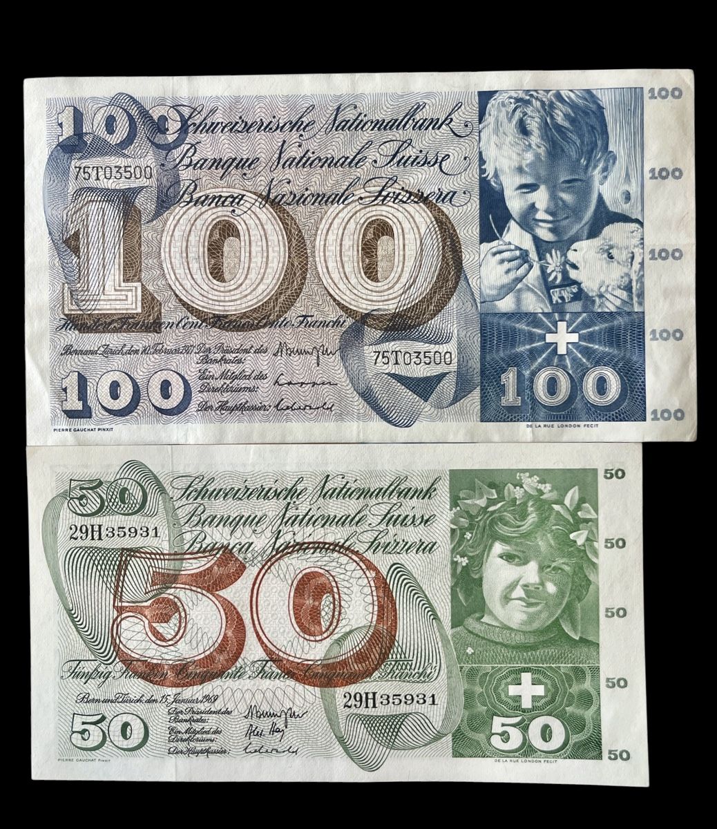 Banknoten: Schweiz 100 & 50 Franken  – Gebraucht aus Winterthur von Numismatica-Vitu