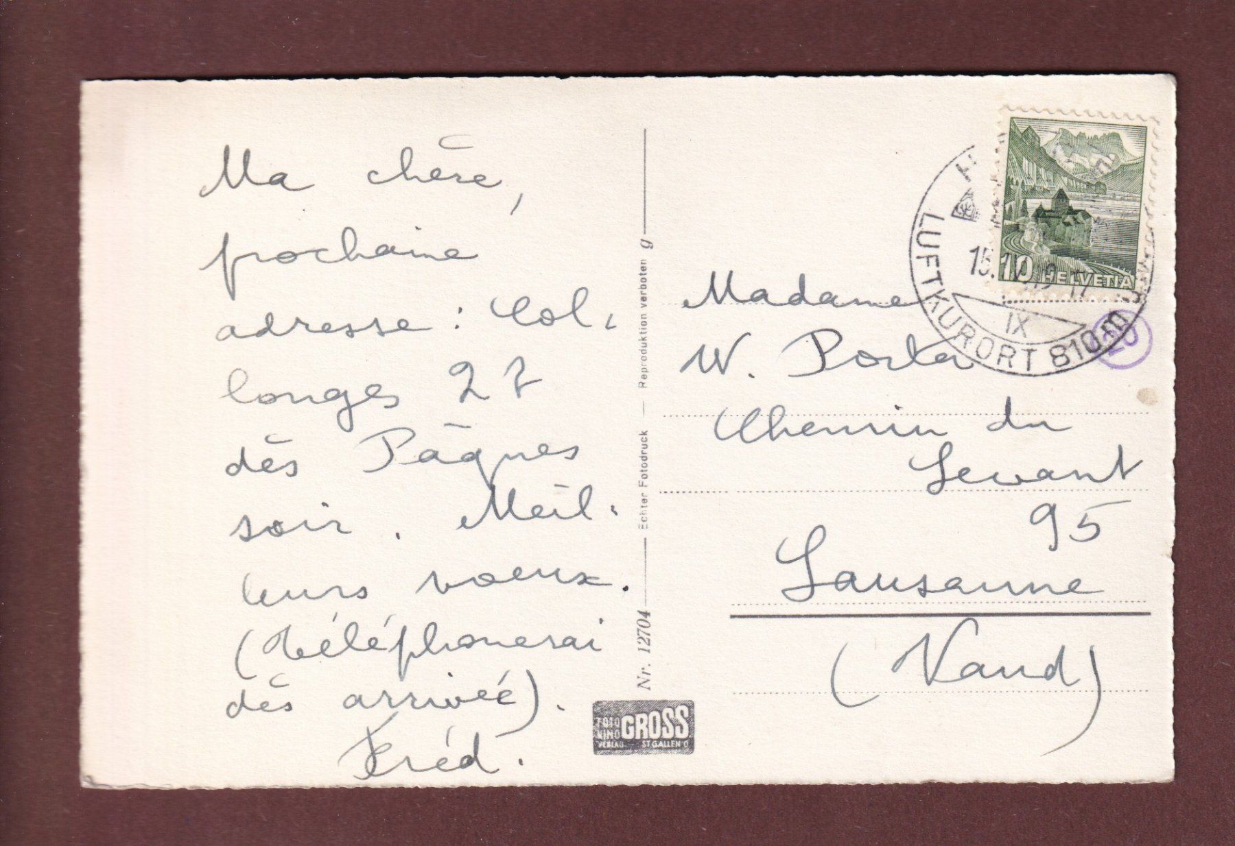 Cartoline postali: Am BODENSEE - 1949 – Usato da Pully venduto da nicecards-shop 1