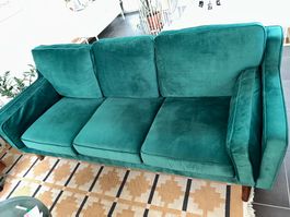 Sofa „Lokka“ Samtstoff Smaragdgrün 3-Sitzer