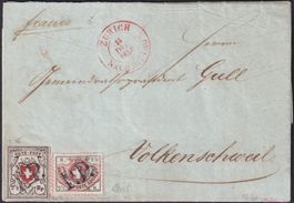 ORTS-POST (13I) +Winterthur als einzigartige Mischfrankatur.